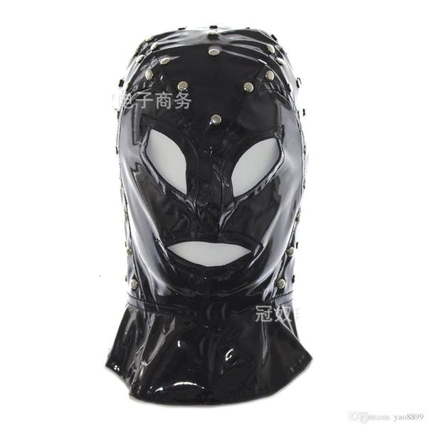 

hood mask slave black bright patent leather face masks product for games