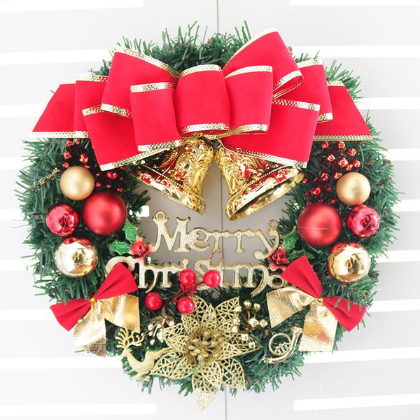

2020 garland arrangement christmas ornament christmas wreath decorative wreath 30cm bow christmas decoration door decoration xmas gift