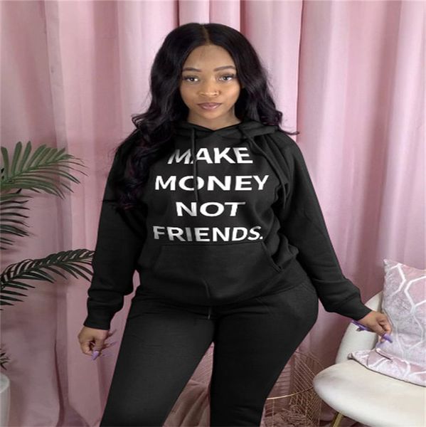 

make money not friends letter sweater plus size women coat sweatshirts pullover hoodie jacket winter warm outwear clothes d102103, White