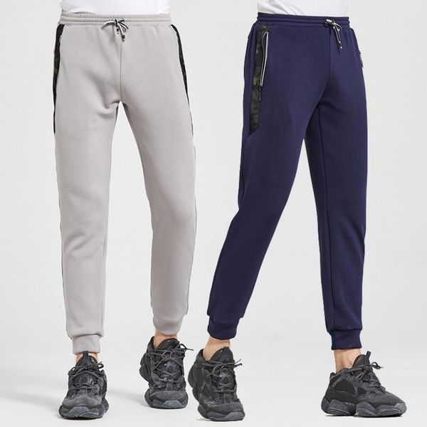 

outdoor pants casual fleece overalls men autumn and winter running jogging loose solid color fashion ankle-length stretchy, Black;green