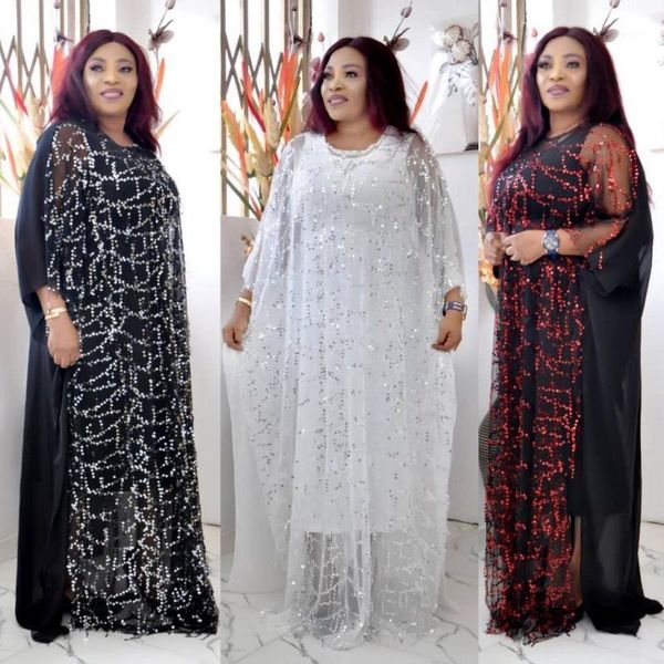 

african dress for women autumn long sleeve african clothes fashion sequins robe loose long dashiki traditional dress1, Red