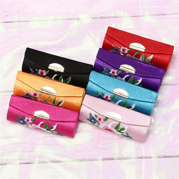 

cosmetic bags & cases retro embroidered lipstick case flower designs with mirror makeup storage packaging lip gloss box women fashion gift1