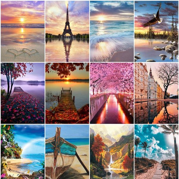 

huacan pictures by numbers landscape acrylic drawing canvas oil painting numbers for adults home decorat wmtboz