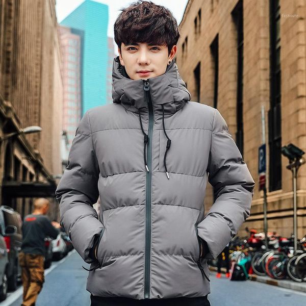 

season man even hat thickening solid color down cotton youth will code cotton-padded clothes male1, Black