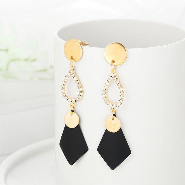 

wybu hand pait color drop earring geomatric zinc alloy pendant earing ear jewelry for women gray rhombus chain earrings, Silver