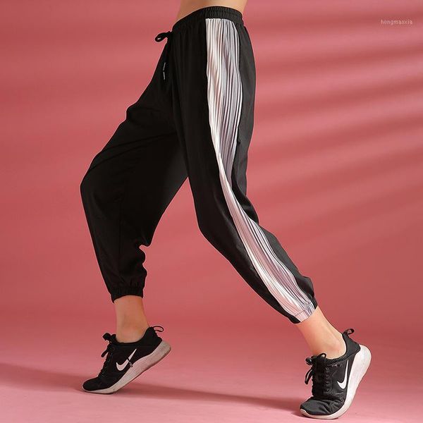 

sport drawstring waist black jogging pants women 2020 outdoor gym running sportswear loose training pants sweatpants1, Black;white