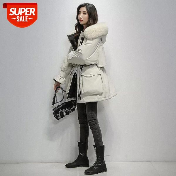 

arge natural raccoon fox fur hooded winter down coat women 90% white duck down jacket thick warm parkas female outerwear #tg2u, Black;brown