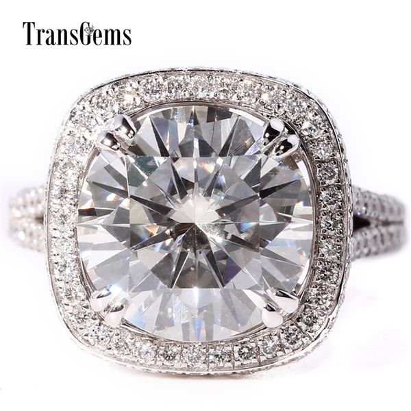 Transgems 5 Carat Lab Grown Diamond Wedding Cring Cring с лабораторными бриллиантами Сплошное белое золото для женщин Y200620