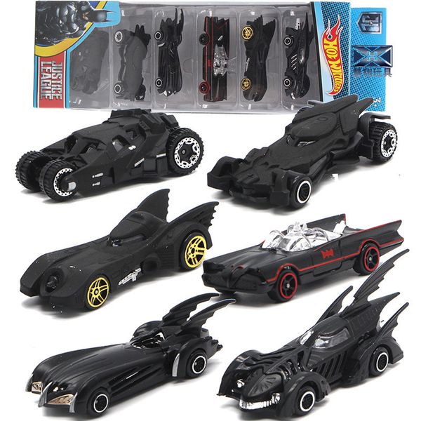

1:64 6 pcs/set set alloy car models toy american movie 6th generation bat chariot metal cars suit for children gifts