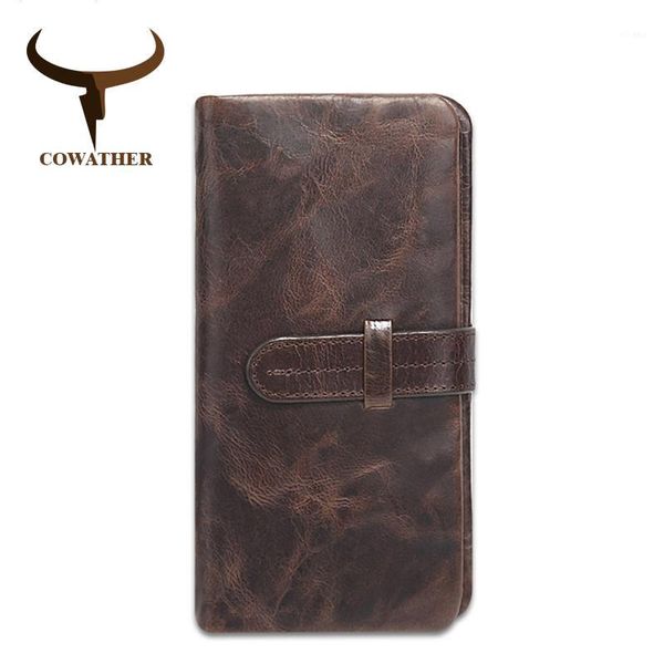 

cowather 2017 new fashion cow genuine leather mens wallets for men,long style design wallet carteira masculina original1, Red;black
