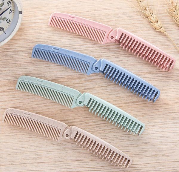 

portable foldable hair comb anti-static hairbrush 4 color travel hair brush wheat straw folding hairdres jllqnh comb2010, Silver