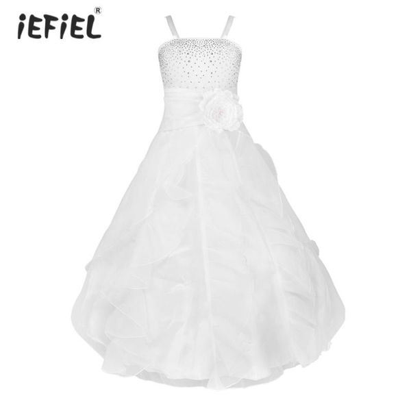 

iefiel white flower girl dresses organza ball gown vestidos de festa wedding party tutu dress elegant first communion long dress, Red;yellow