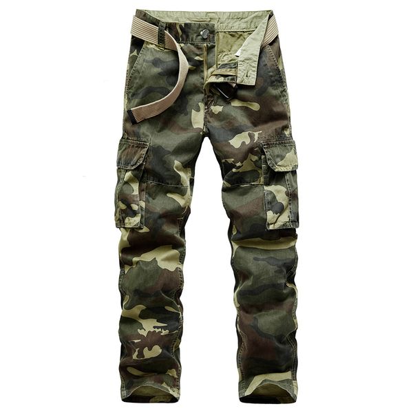 

mens camouflage trousers pure cotton straight multi-pocket overalls us army wear-resistant army pants special forces field desert training p, Black