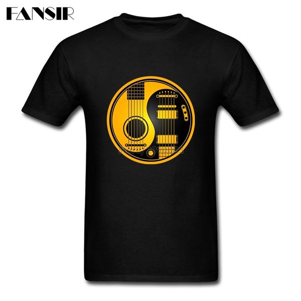 

crazy s short sleeve o neck yellow and black acoustic electric guitars yin yang teenage clothes sport hooded sweatshirt hoodie men t shirt