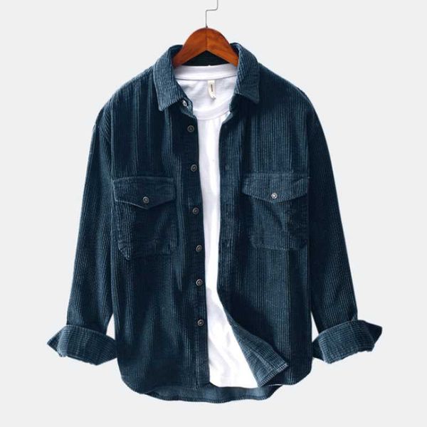 

men 2020 spring and autumn fashion brand japan style vintage slim fit corduroy shirt male casual loose shirt cloth, White;black