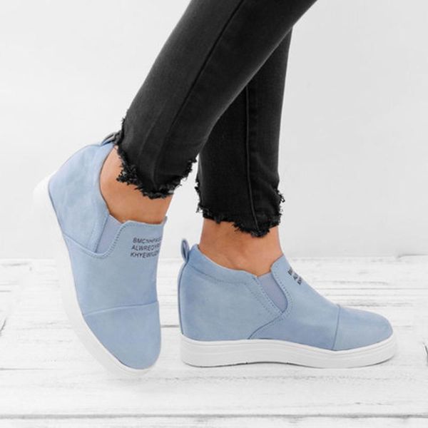 

fashion women ankle boots wedges platform women casual shoes high heel increasing ladies flats shoes big size chaussure femme, Black