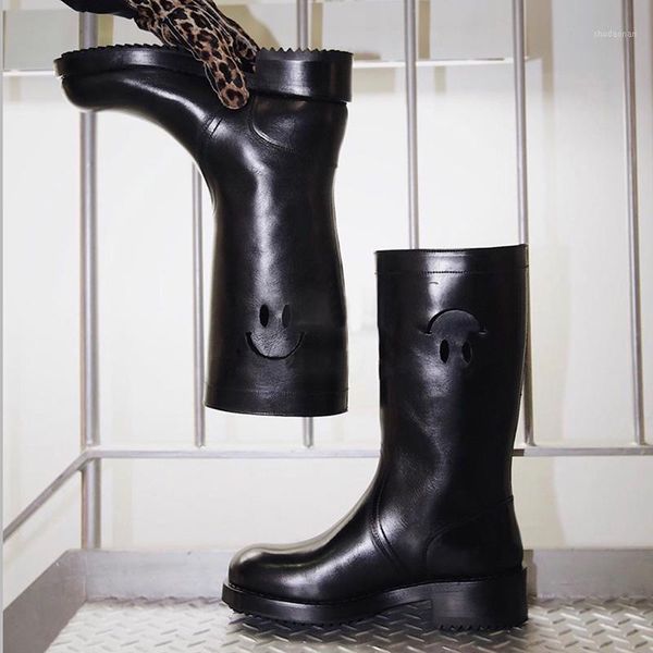 

boots black riding women's autumn and winter 2021 thick-soled round-headed british style joker straight1