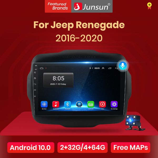 

junsun v1 android 10.0 ai voice control 4g carplay dsp car radio multimedia player gps for jeep renegade 2016-2020 2din no dvd