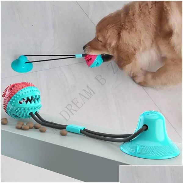 

4 colors multifunction pet molar bite toy interactive fun pet leakage food toys with suction cup pets ball toy pet jllunu xmhyard