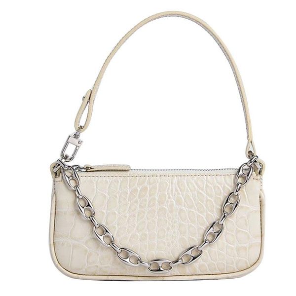 

2021 new crocodile pattern all-match single shoulder bag female bag chain armpit baguette