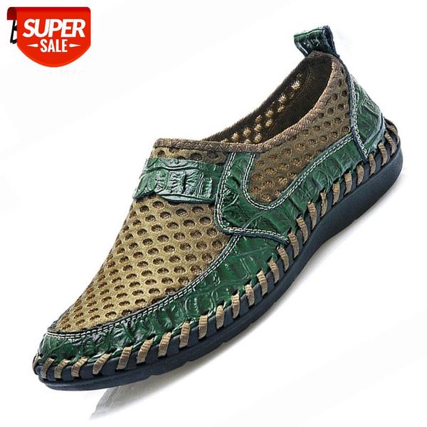 

2020 summer men's casual shoes breathable mesh shoes italy loafers genuine leather brand man soft sneakers 38-50 #n54l