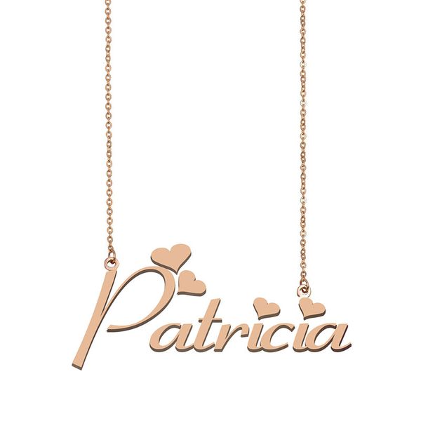 

patricia name necklace custom nameplate pendant for women girls birthday gift kids friends jewelry 18k gold plated stainless steel, Silver