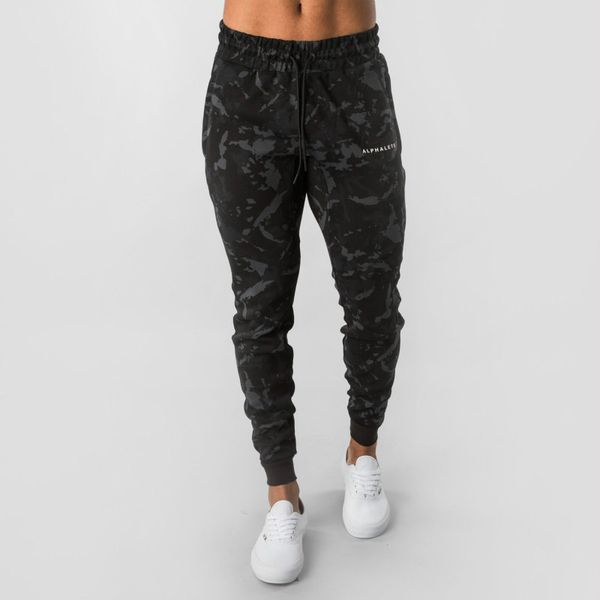 

men muscle fitness loose thin line fashion camouflage tie trousers running sports training flexible tight feet pants sweatpants, Black;blue