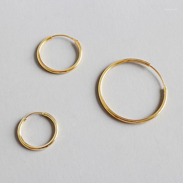 

golden circle earrings 100% 925 sterling silver jewelry fashion hypoallergenic hoop earrings for women gift1