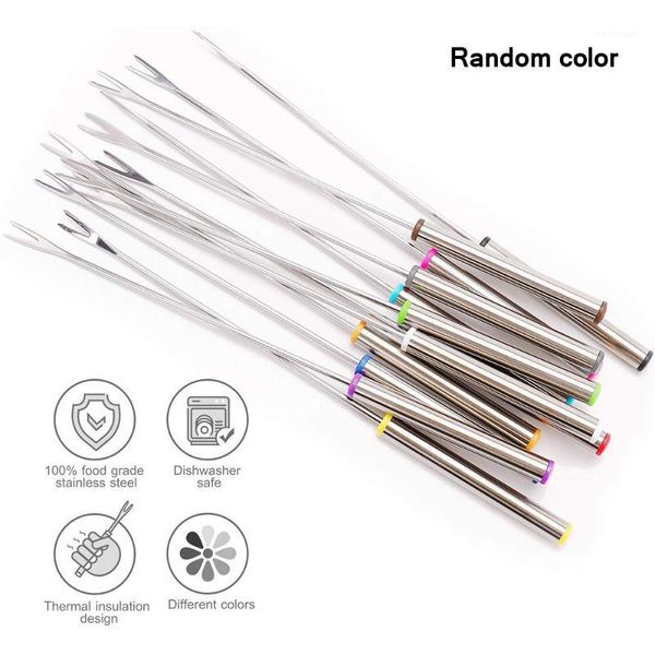 

camp kitchen bbq picnic fork set outdoor cooking stainless steel chocolate pot cheese fruit dessert melting skew camping tableware1