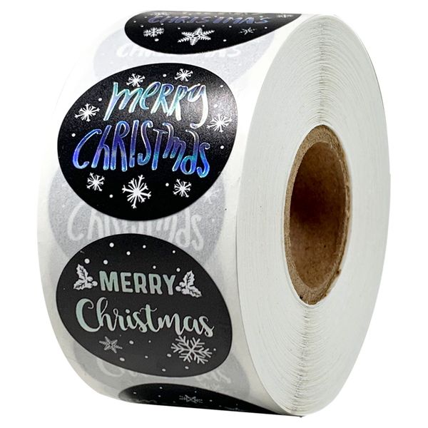 

newchristmas 500 merry 1 уплотнительные шт / рулон золото дюймов серебро круглый наклейки для ручной наклейки card box упаковка этикетки 6