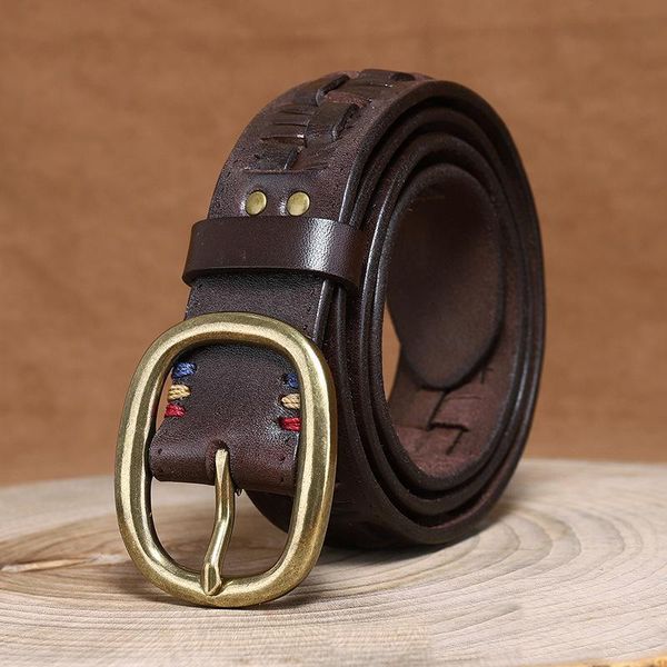

braided belt for men woven belt luxury genuine leather cow straps copper buckle knitted designer girdle male belts for jeans, Black;brown