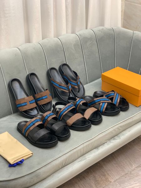 

2022 designer men's half slipper genuine leather european cowhide style beach flip-flops sandals men shoes loafers large size sl, Black