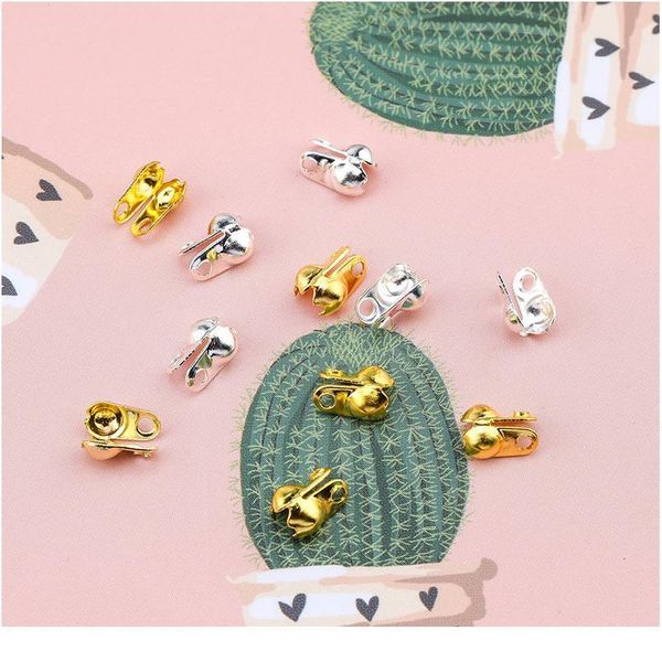 

100pcs/lot plated silver&gold clasps copper thread clip buckles beads&pearls hooks for bracelet necklace making accesso qylryq