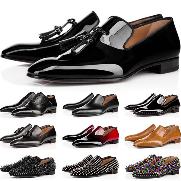 

2021 red bottoms mens genuine leather shoes platform low cut studded spikes dress shoe wedding party trainers sneakers size 40-47