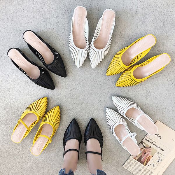 

2019 summer new designer slippers women mules shoes fashion sandals stripe slides ladies mules female luxury slippers thick heel x1020, Black