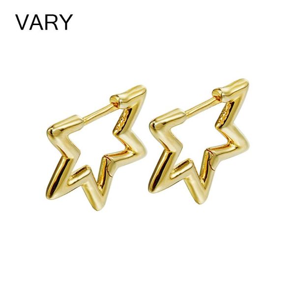 

hoop & huggie vary 925 sterling silver plain star earrings for women, Golden;silver
