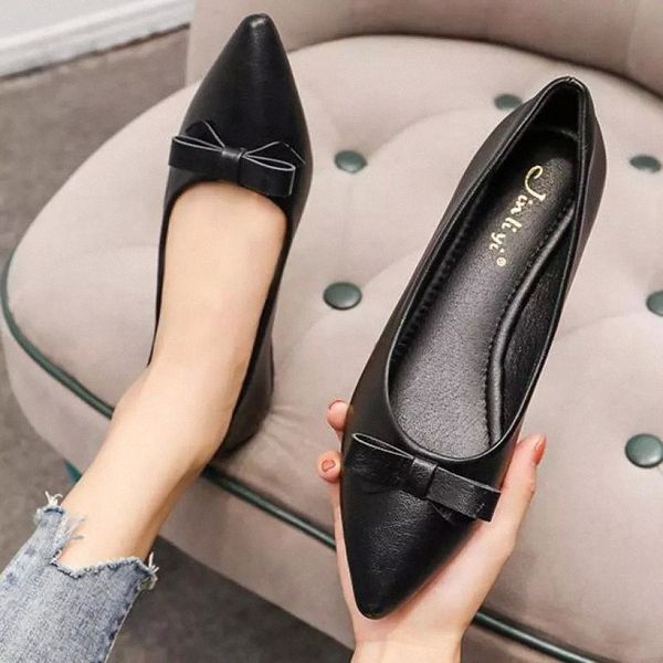 

pointed toe women shoes flats slip on loafers female footwear bow shallow single shoes fashion zapatos mujer plus size 44 45 #uq1h