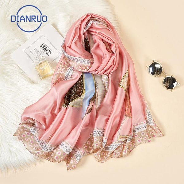

scarves dianruo luxury silk summer women shawls and wraps brand print hijabs scarfs foulard femme beach stoles q211, Blue;gray