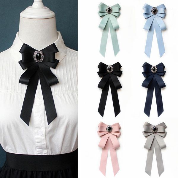 Gravata Gravata Cravat Feminino Camisa Branca Pin Brooch Vestido Laço Laço Profissional Desgaste Pins Gravata School Uniform Fribebon Bowtie Acessórios1