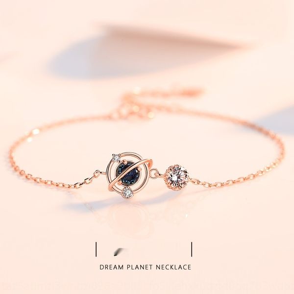 

women pure silver dream planet ins minority design hand ornaments korean bracelet braceletethnic bracelet version simple lightboudoir jewel, Golden;silver