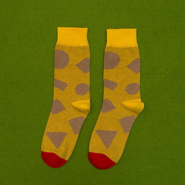 

women foot shop autumn and winter new cartoon geometry men's street personality trend medium tube cotton and socks men's cotton so, Black