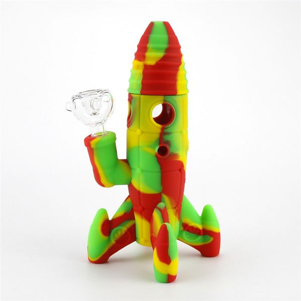 Bong Shisha Wasserpfeifen Öl Dab Rig Perkolatorrohr Hochwertige Rakete 7,7 Zoll Form Wasserpfeifen Erwachsene Silikon Rauchen Bong Individuelles Geschenk