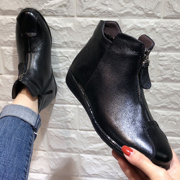 

2021 female ankle leather ladies party shoes basic boots l64q, Black