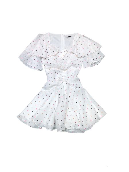 

2021 new white recommendation seven colors vintage polka dot babados dressed enlargement from moonlight square collar above knee bw74, Black;gray