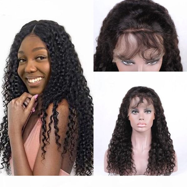 

brazilian virgin human hair full lace wigs with baby hair bleached knots kinky curly lace lace front wigs glueless, Black;brown