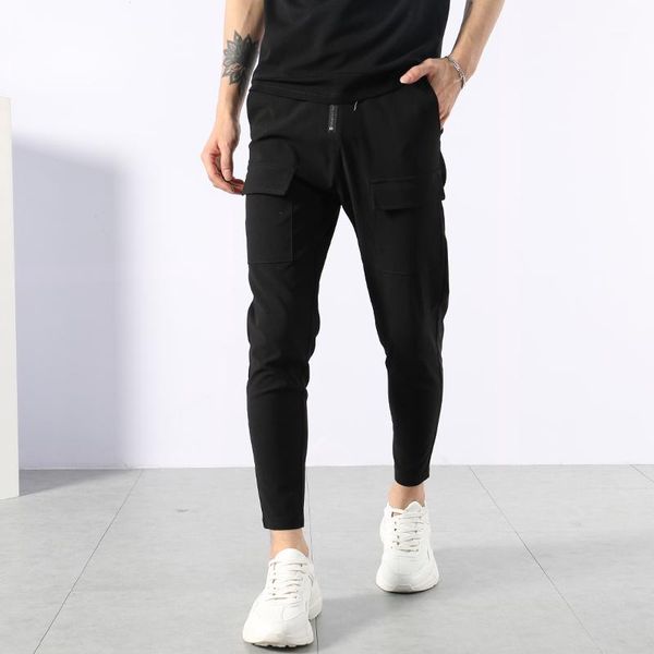 

2018 new men clothing gd hair stylist slim fashion street original summer casual harem pants skinny pants costumes1, Black