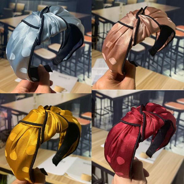 

дамы моды широкий краем головы шарм шарм точка печати поперечный узел волос обручи топ - класс ткани искусства оголовье женщины ретро аксесс, Black;brown