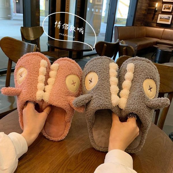 

winter woman house slippers kawaii home soft slippers slides women autumn warm thick shoes for women floor non-slip footwear, Black