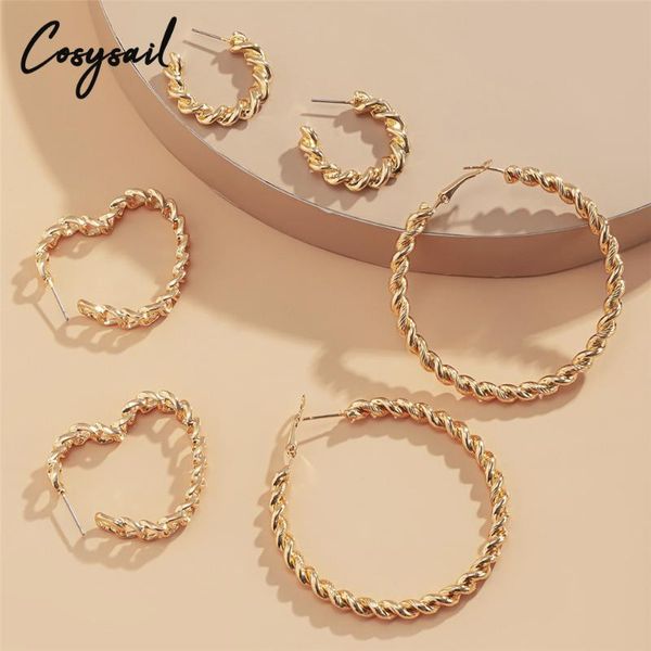 

cosysail 3pairs/set simple geometric hoop earrings set for women 2021 simple heart round twisted earrings punk jewelry gift, Silver
