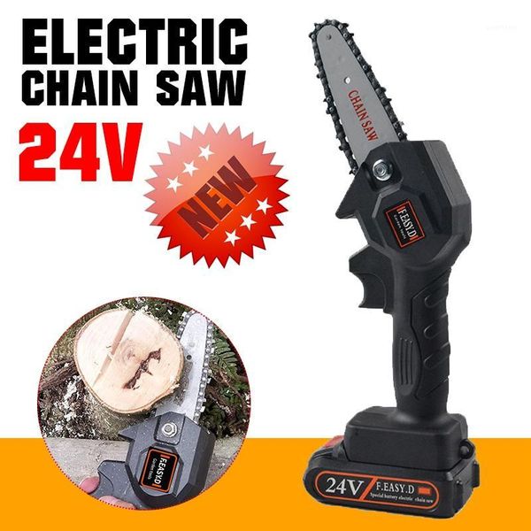 

garden power tools chainsaws 24v mini portable one-hand saw woodworking electric chain saw wood cutter garden hand tool1